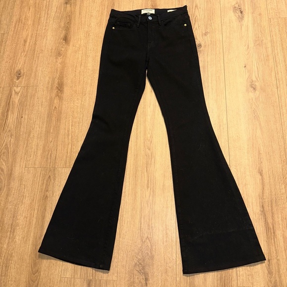 FRAME Le Forever Karlie Flare High-rise Jeans In Black size 25 - Picture 4 of 12